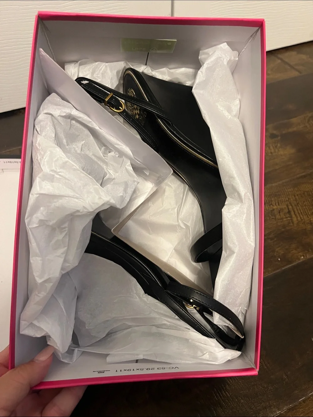 NIB Vince Camuto Black Strappy Square-Toe Ambee Wedge Sandals Size 10M